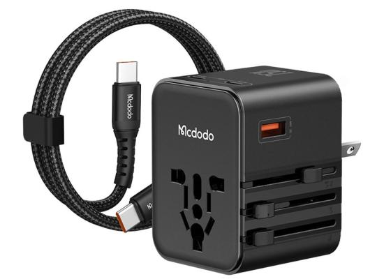 Mcdodo CP-3260 MDD G5 Series 25W 2 USB-C + 1 USB-A Universal Travel Power Adapter Charger with USB-C to USB-C Cable - Black